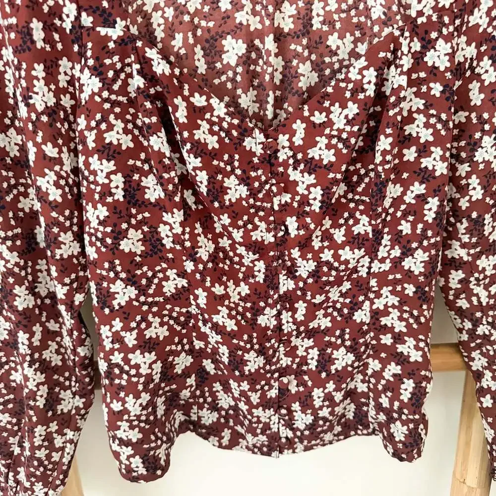 Abercrombie & Fitch Red Floral Sweetheart Corset Blouse Top Size Small